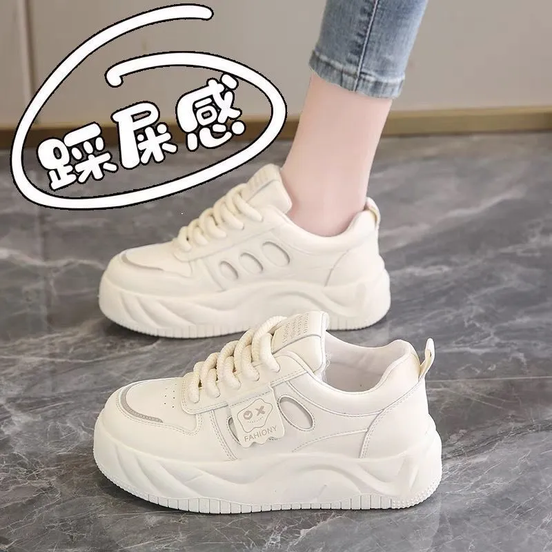 Pan grueso con soles para mujeres 2024 Nuevo altura versátil que aumenta los zapatos de tablero informal de primavera, zapatos n