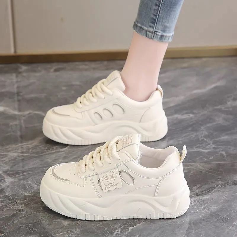 Pan grueso con soles para mujeres 2024 Nuevo altura versátil que aumenta los zapatos de tablero informal de primavera, zapatos n
