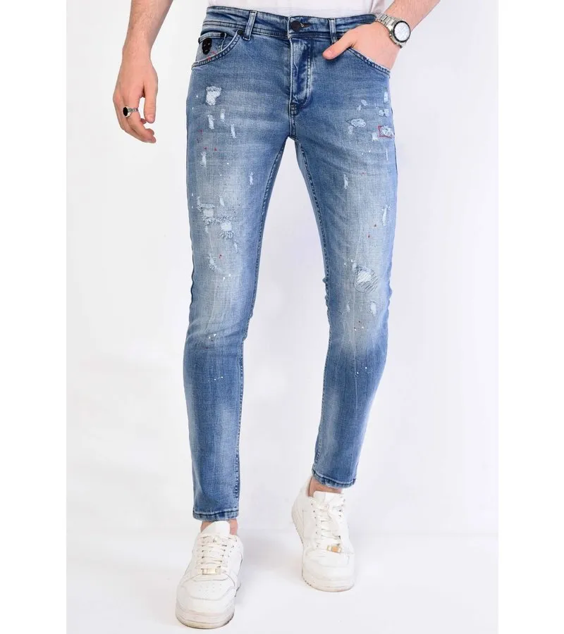 PANTALONES SLIM FIT ROTOS DE HOMBRE  1062  AZUL