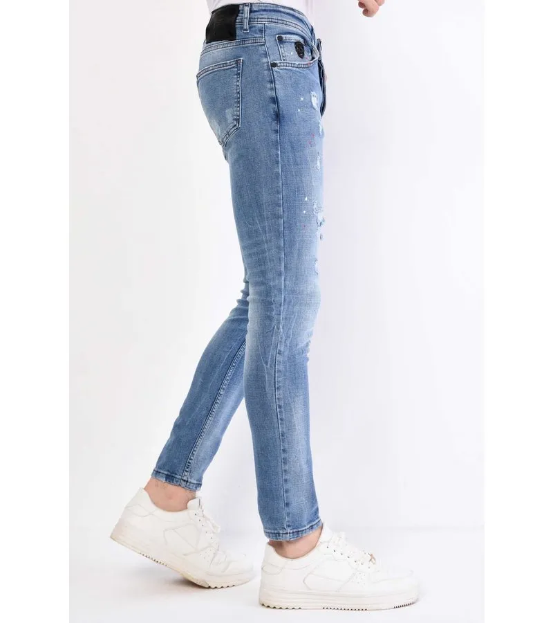 PANTALONES SLIM FIT ROTOS DE HOMBRE  1062  AZUL