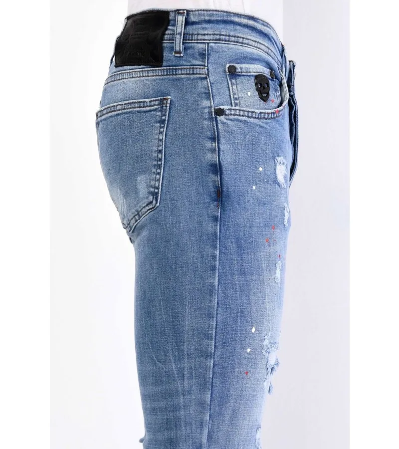 PANTALONES SLIM FIT ROTOS DE HOMBRE  1062  AZUL