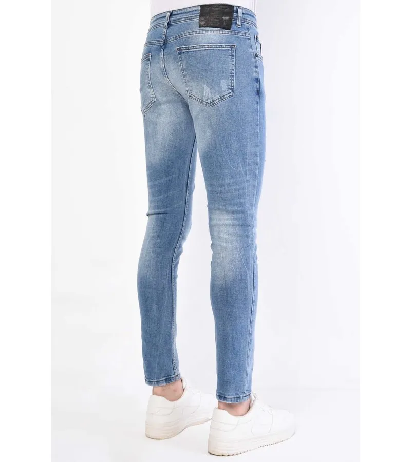 PANTALONES SLIM FIT ROTOS DE HOMBRE  1062  AZUL