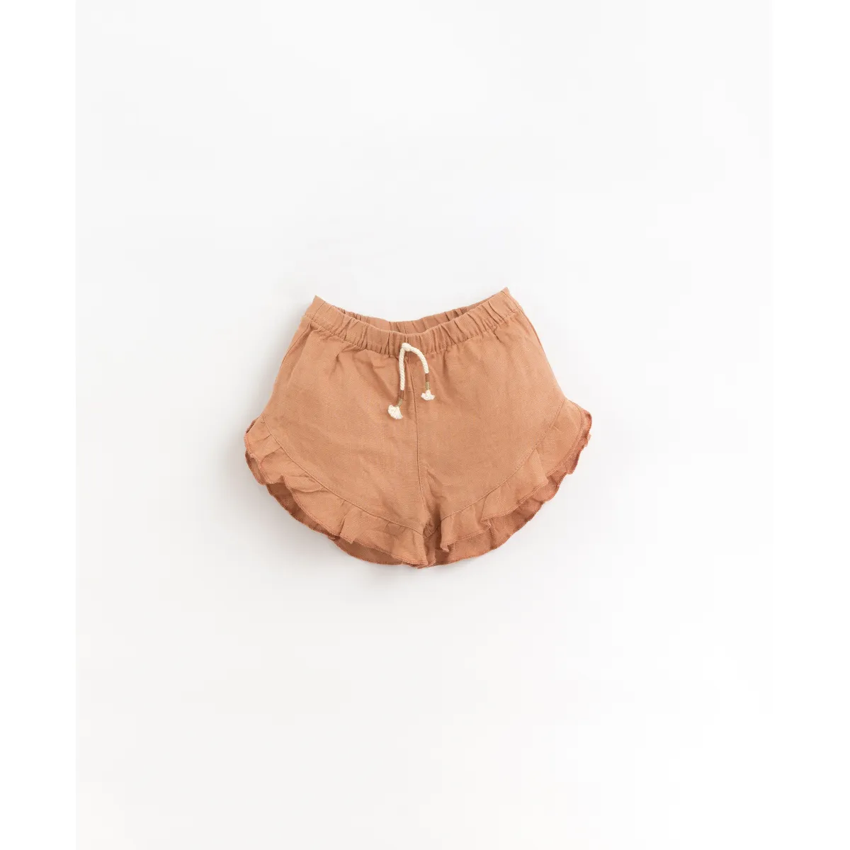 Pantalón corto de lino con cintura elástica y cordón de adorno | Organic Care