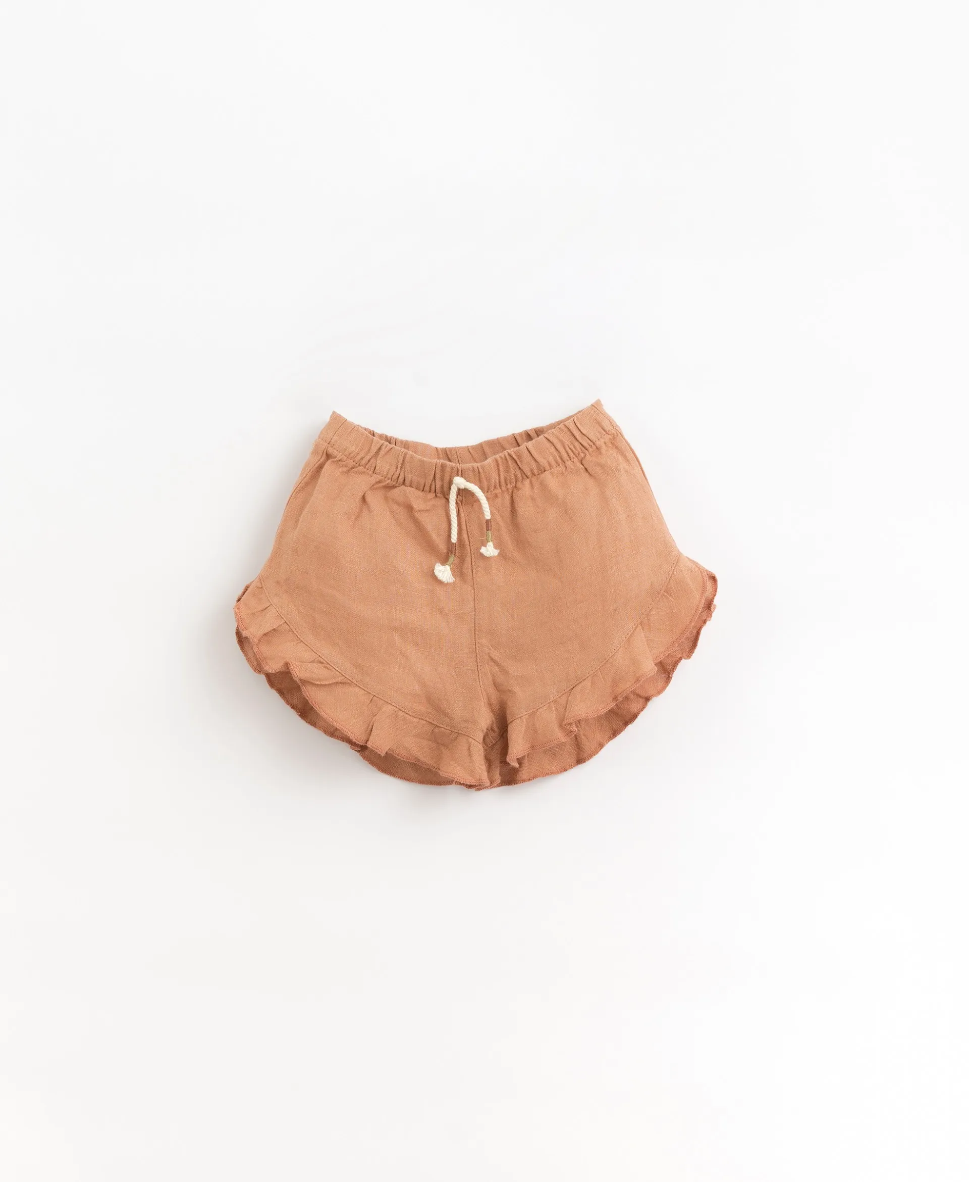 Pantalón corto de lino con cintura elástica y cordón de adorno | Organic Care