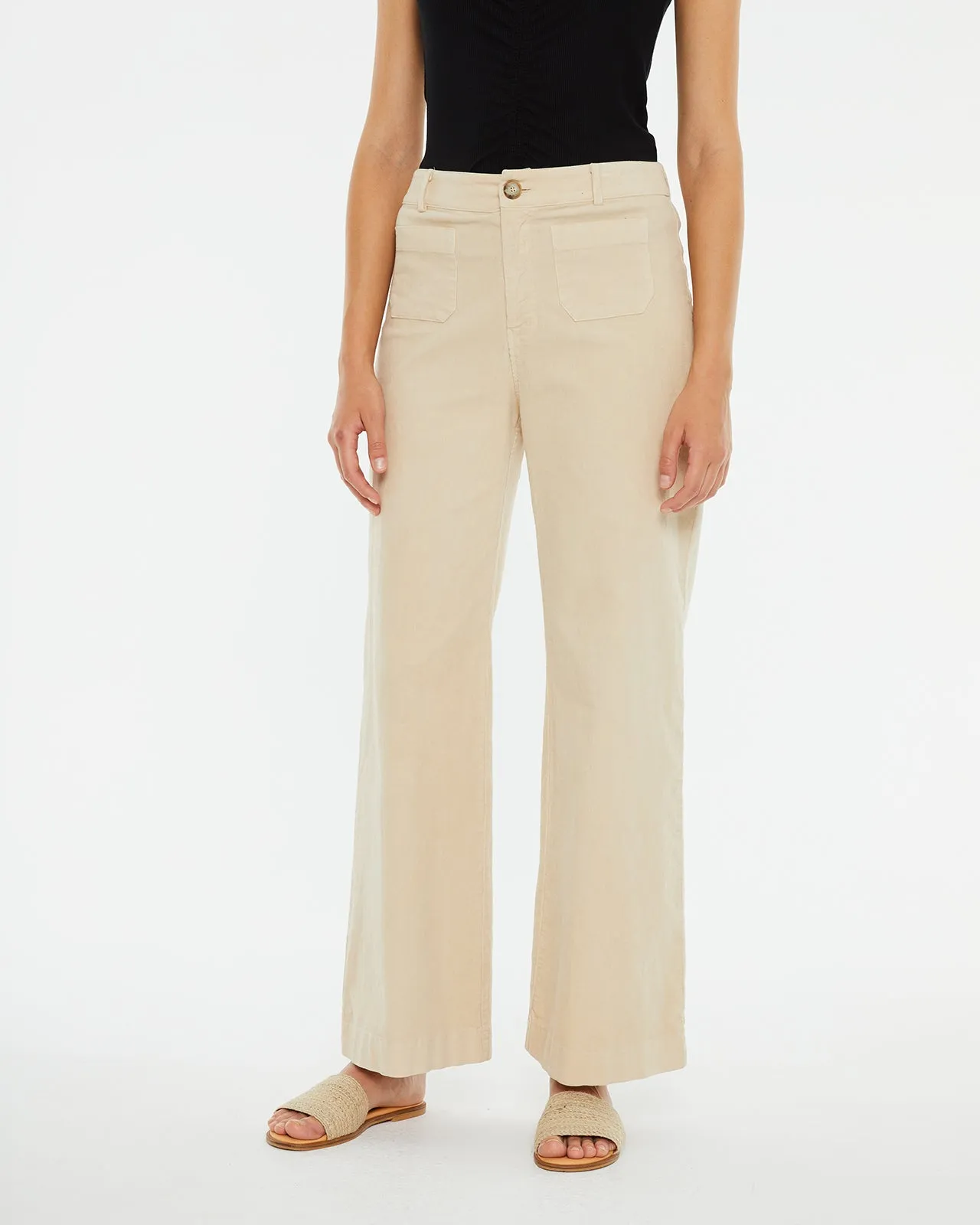 Pantalón largo de pata ancha tejido micropana elástica