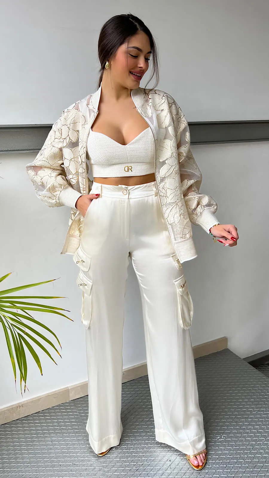 Pantalón Perla Satinado Cargo