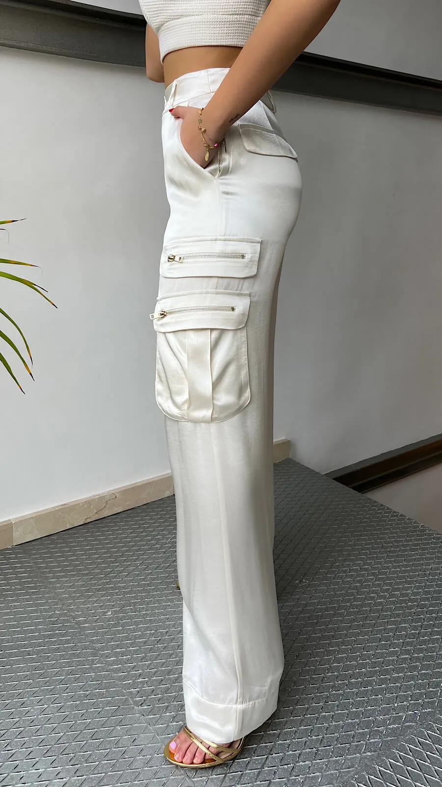 Pantalón Perla Satinado Cargo