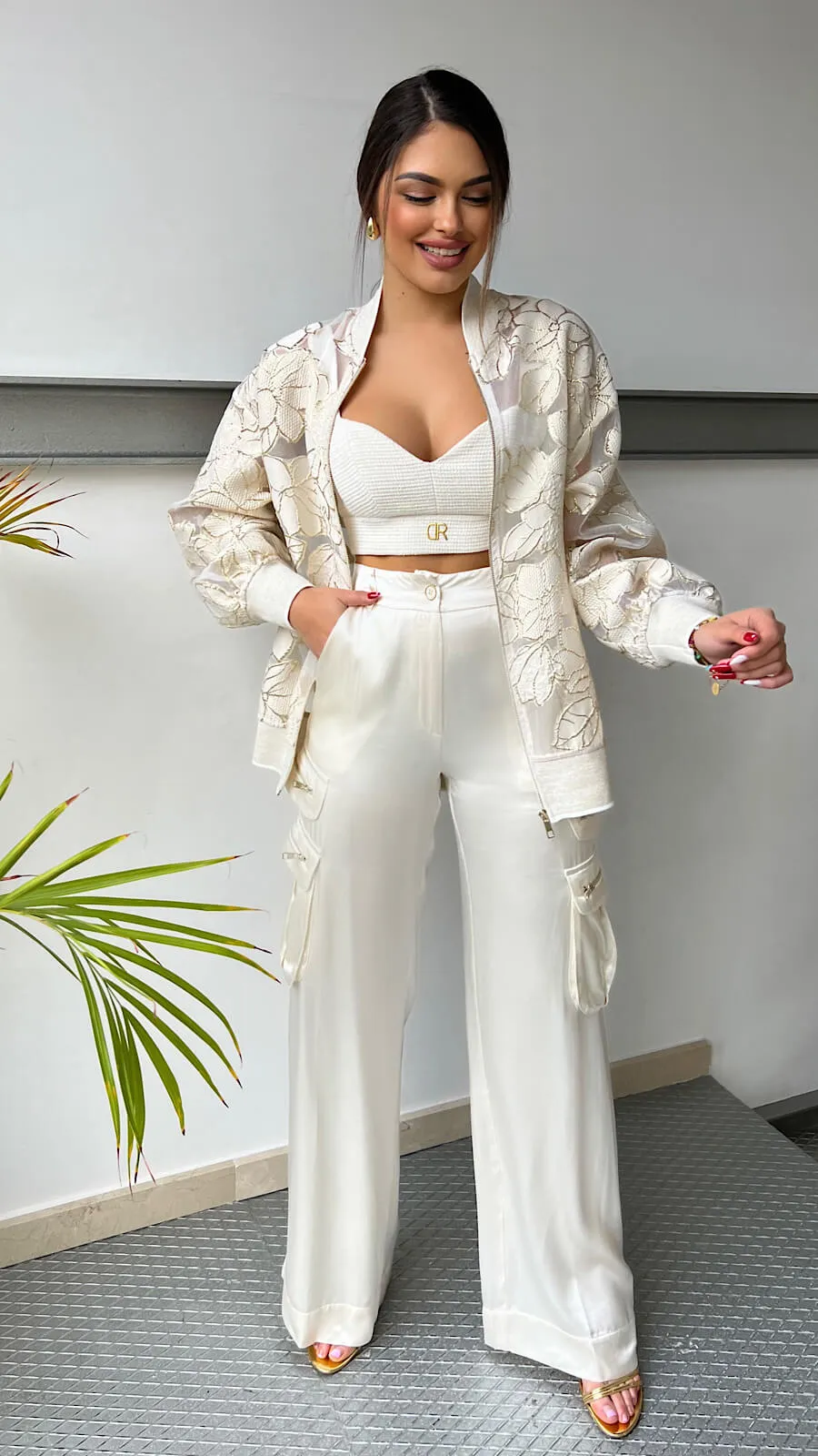 Pantalón Perla Satinado Cargo