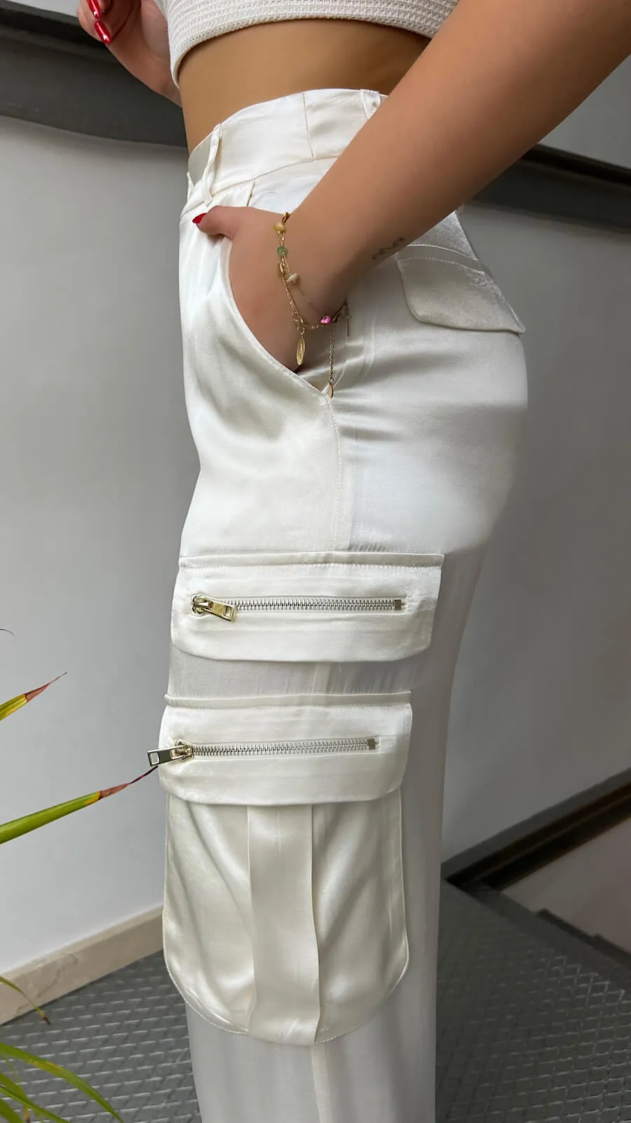 Pantalón Perla Satinado Cargo