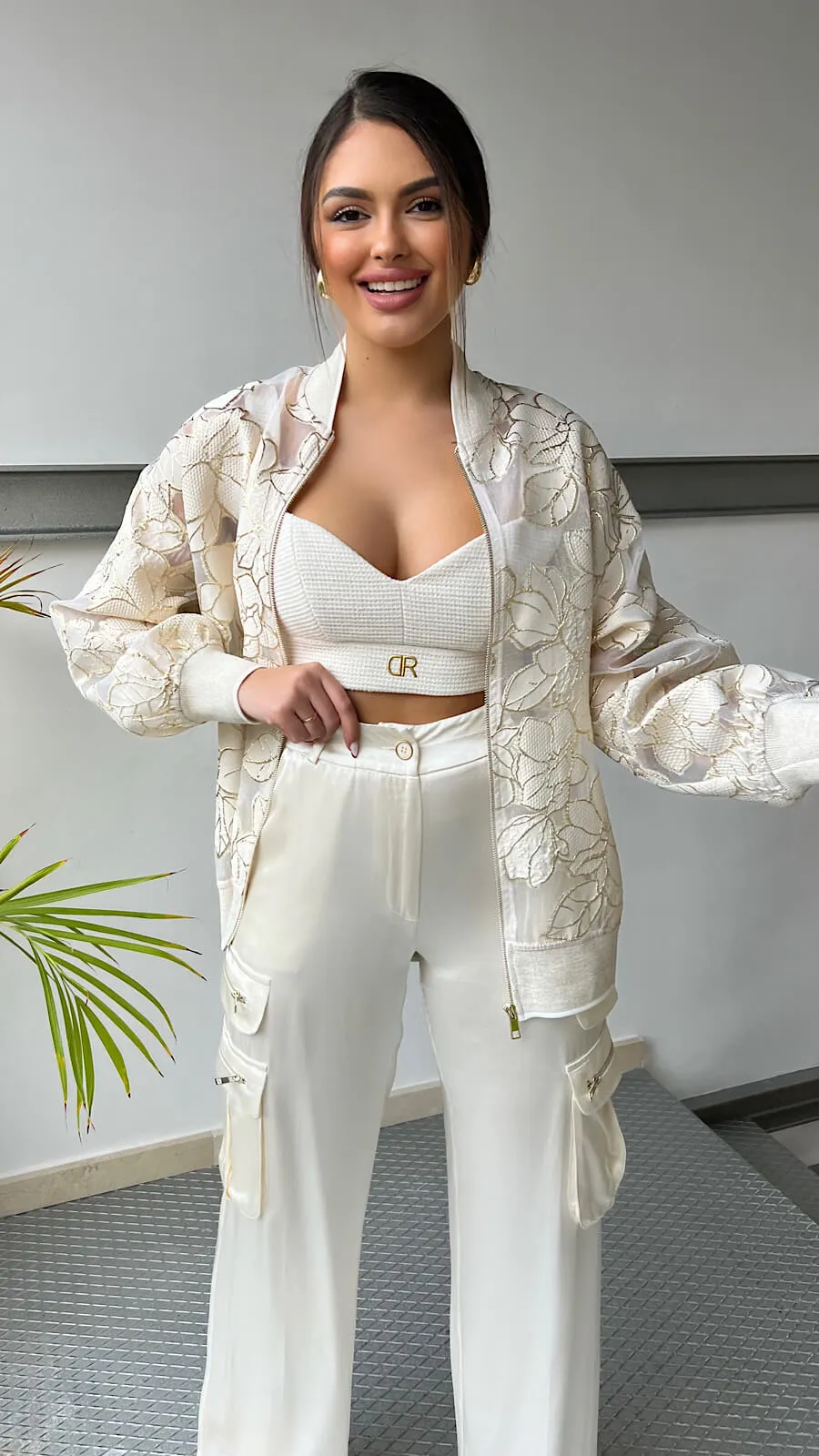 Pantalón Perla Satinado Cargo