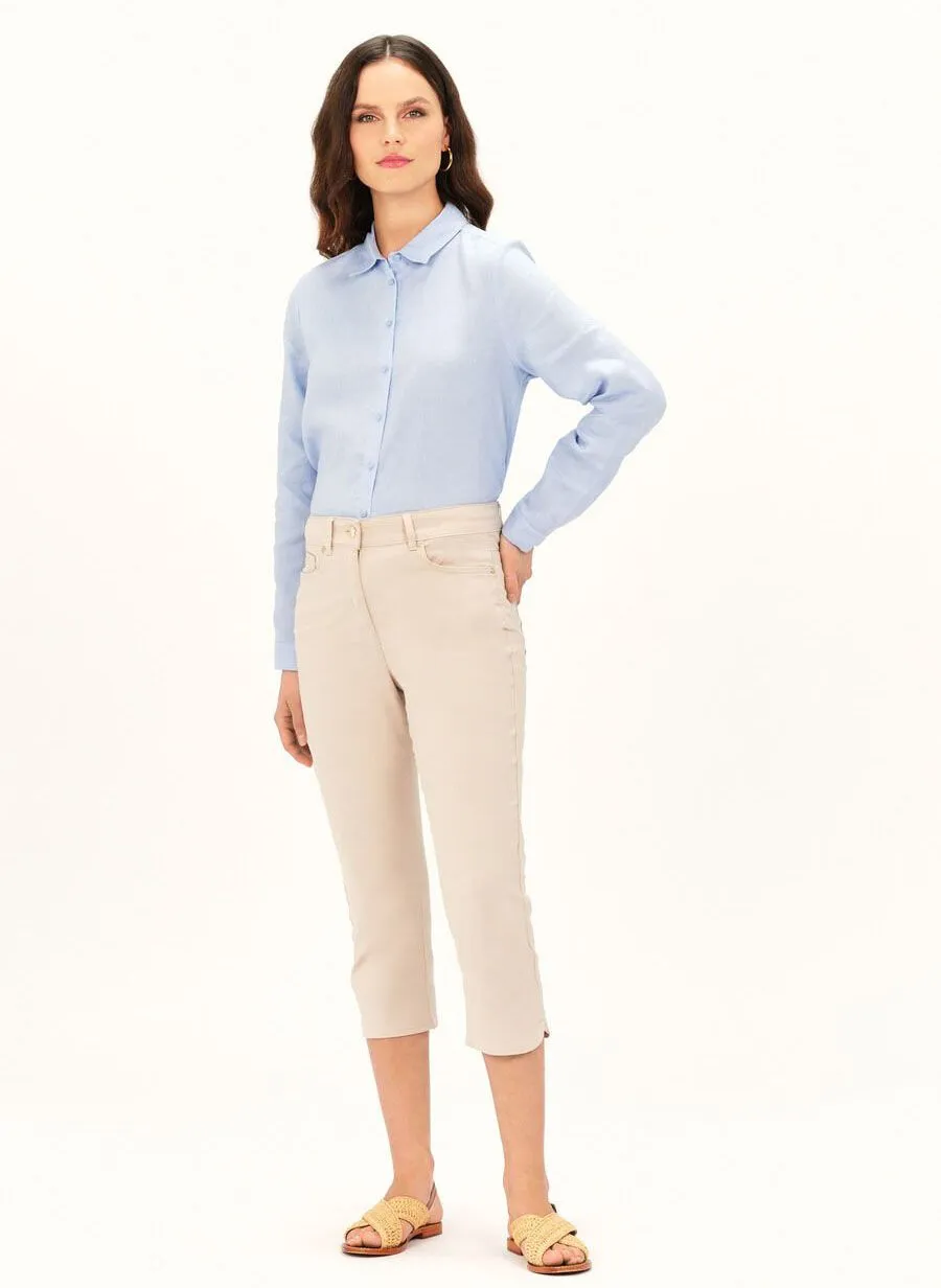 PASON  PANTALóN CAPRI DE ALGODóN ELáSTICO EN BEIGE