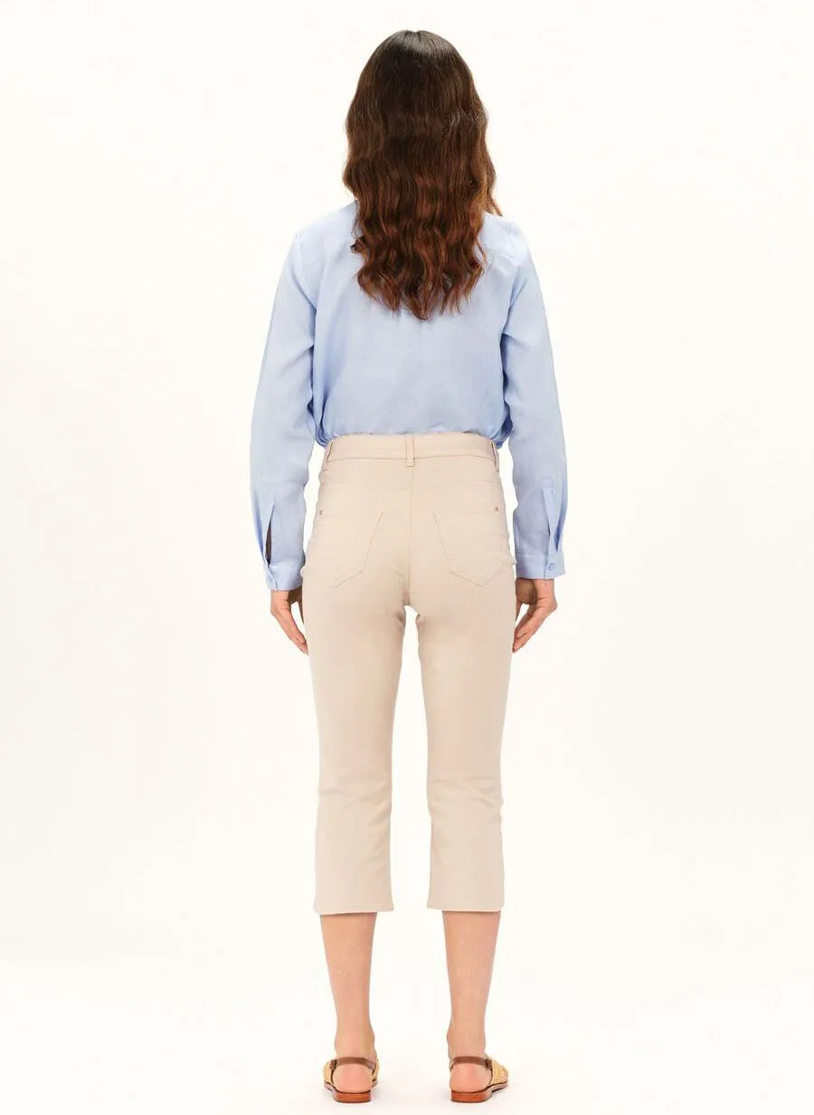 PASON  PANTALóN CAPRI DE ALGODóN ELáSTICO EN BEIGE