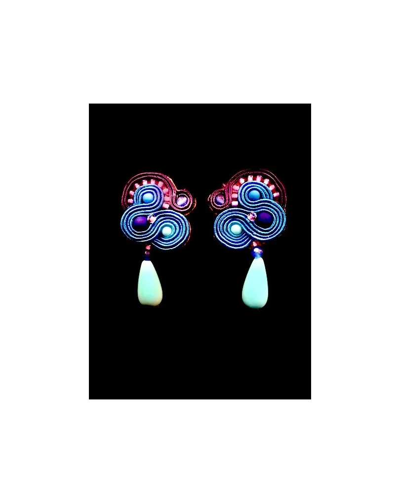 PENDIENTE SOUTACHE MODA FLAMENCA, AZULES DPS 1000
