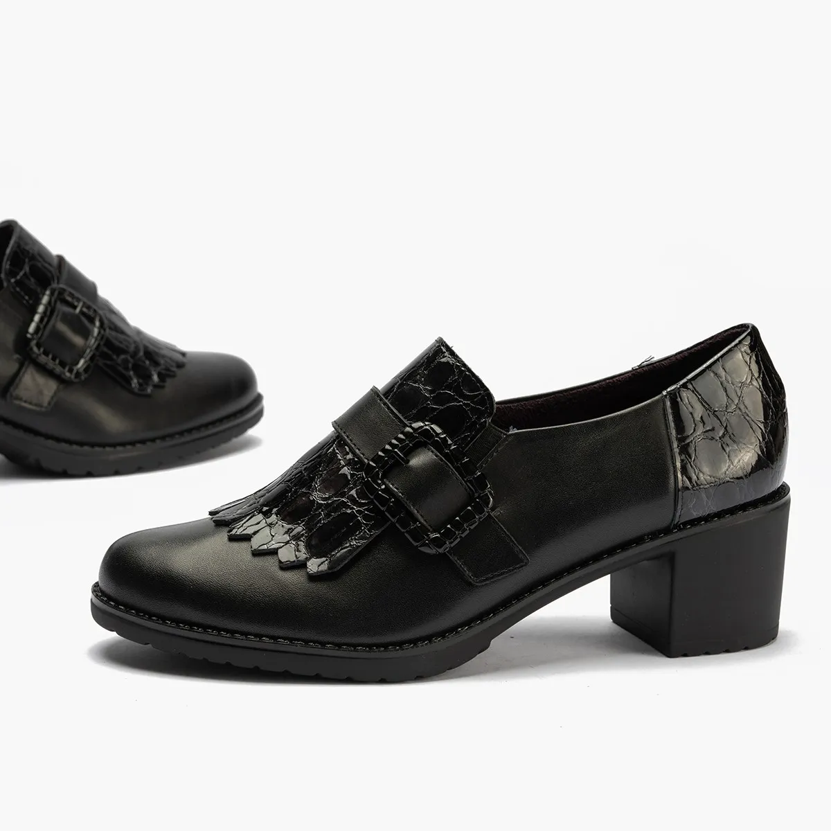 Pitillos zapato abotinado tacón mujer negro P5332