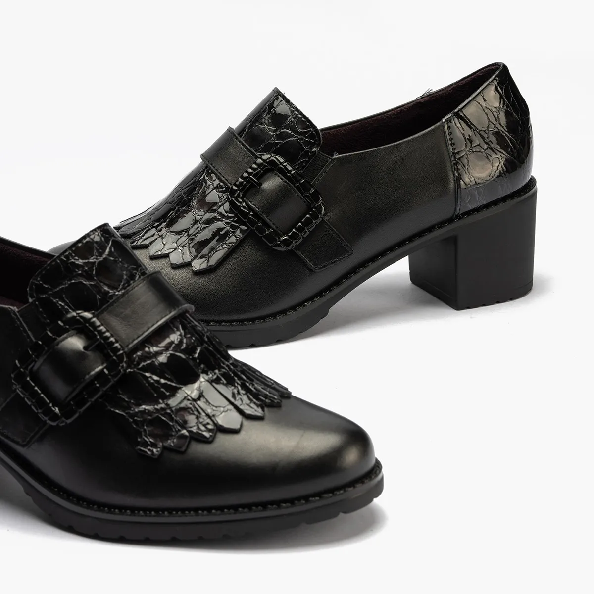 Pitillos zapato abotinado tacón mujer negro P5332