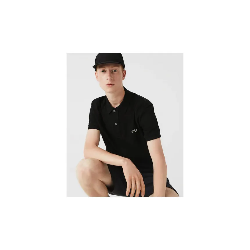Polo Lacoste Slim Fit Para Hombre en Negro
