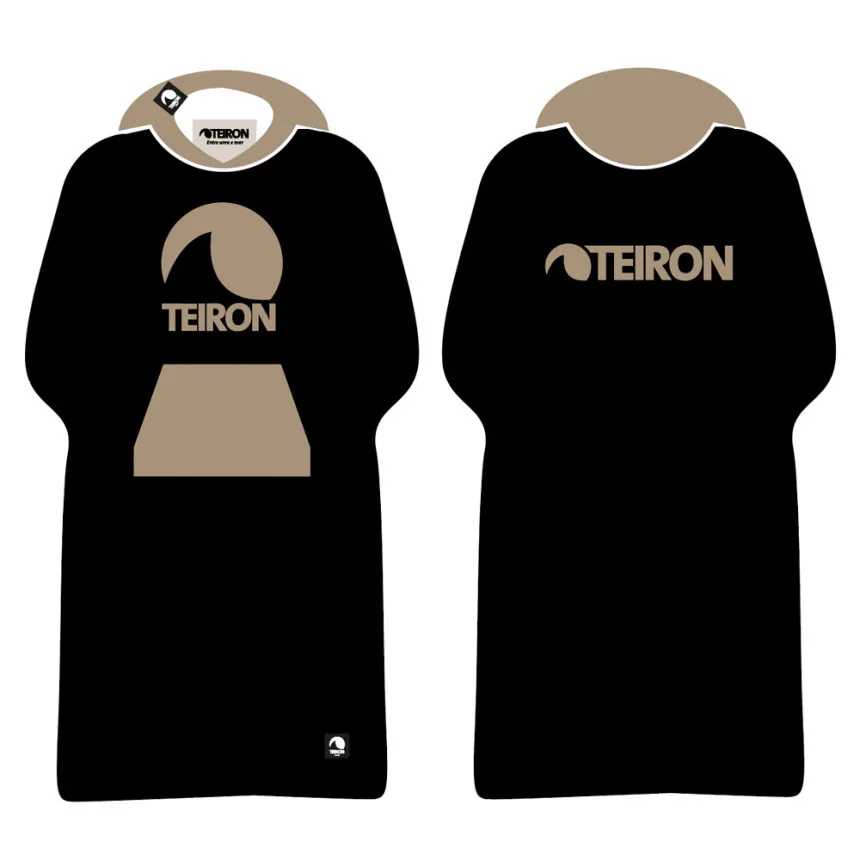 Poncho Teiron Unisex En Negro Y Camel 