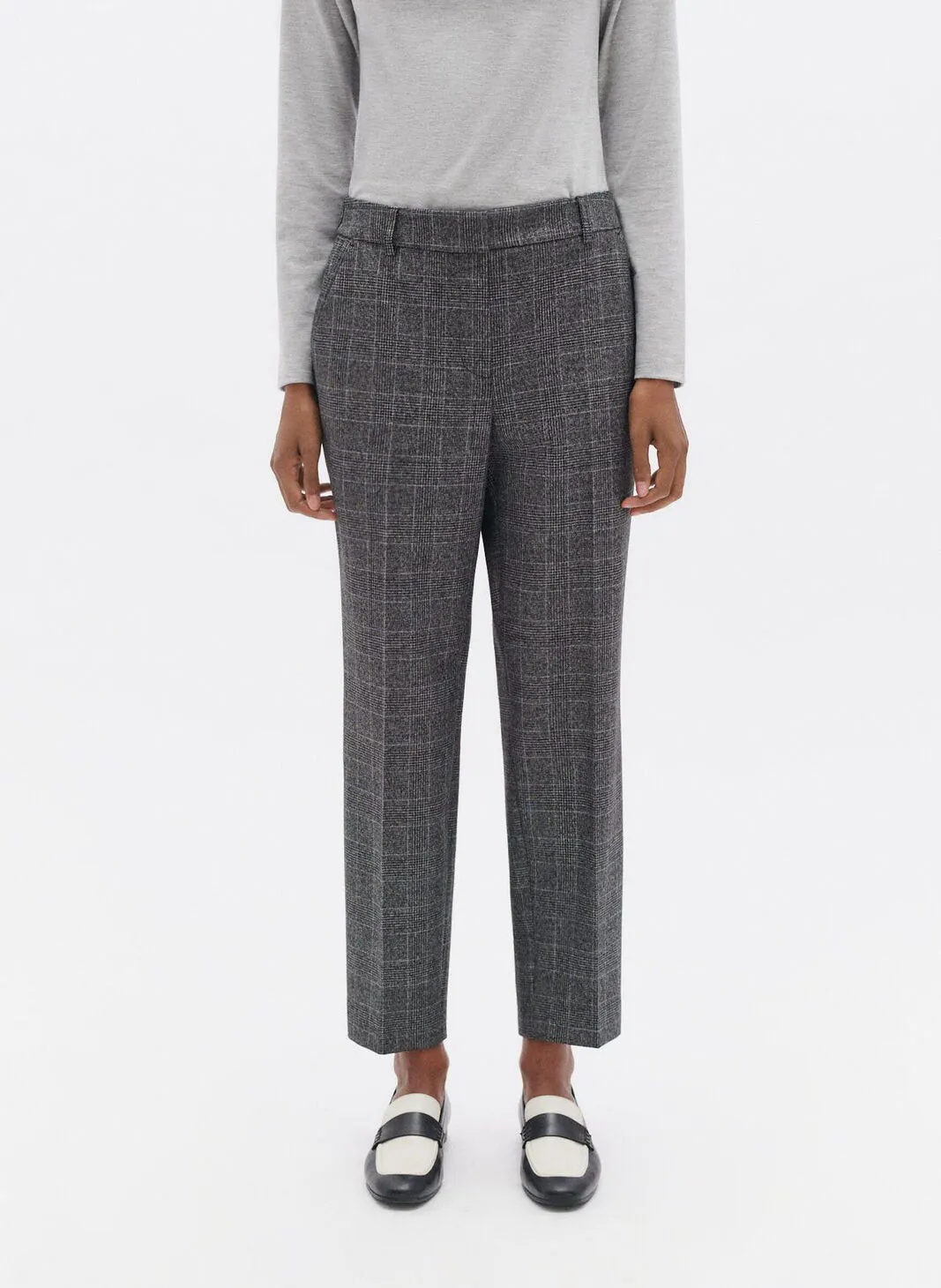 PSIDIKO5  PANTALóN PITILLO DE CUADROS EN NEGRO