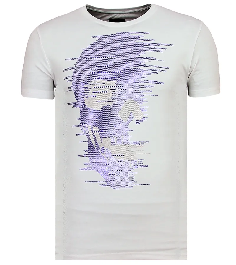 RHINESTONES SKULL GLITTER  CAMISETAS HOMBRE CALAVERAS  6338W  BLANCO
