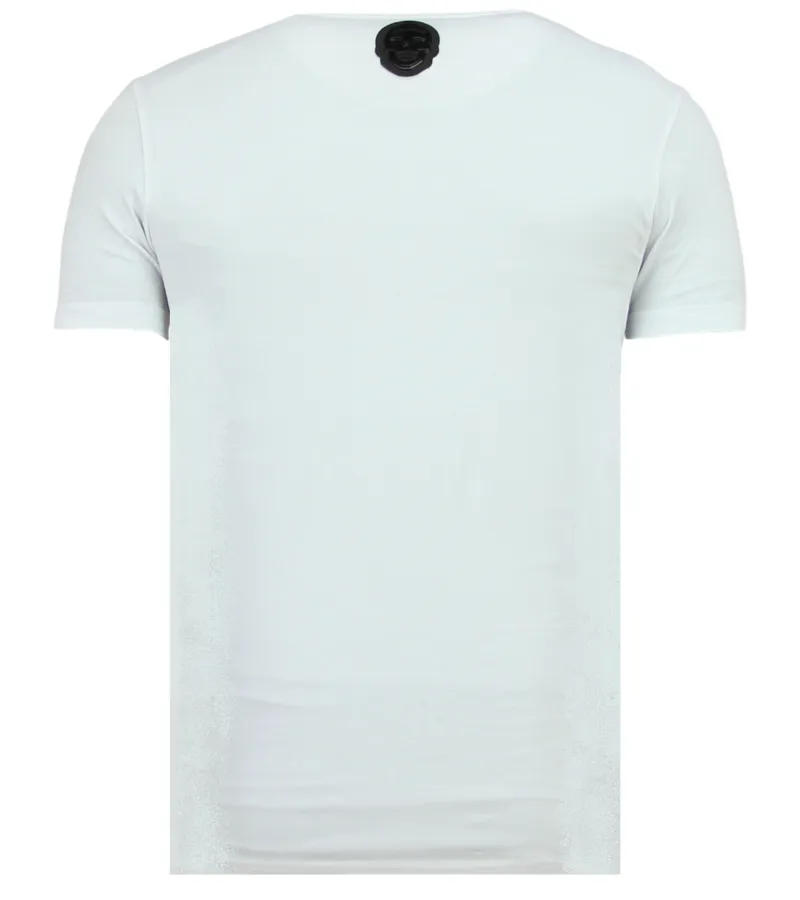 RHINESTONES SKULL GLITTER  CAMISETAS HOMBRE CALAVERAS  6338W  BLANCO