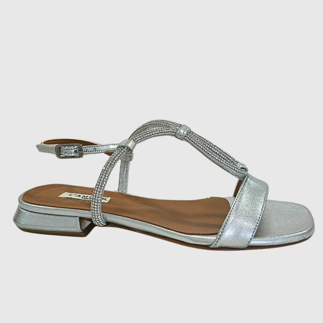 Sandalia plana plateada, cómoda y veraniega | L’amour L113