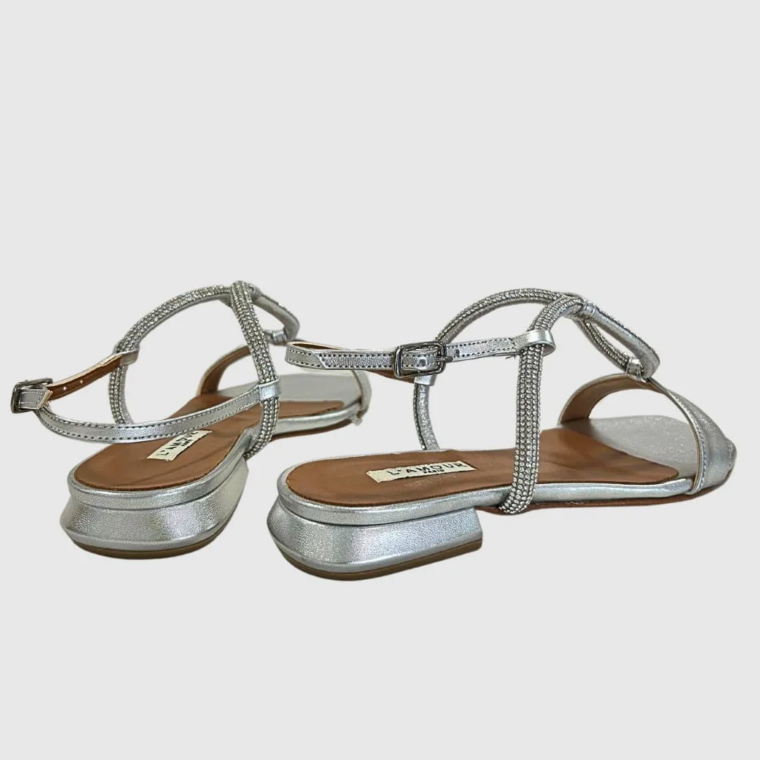 Sandalia plana plateada, cómoda y veraniega | L’amour L113