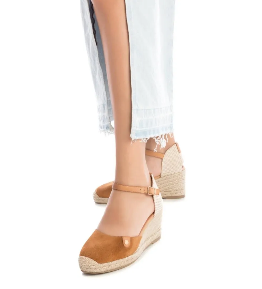 SANDALIAS DE PIEL 161618 MARRóN ALTURA CUñA 7CM