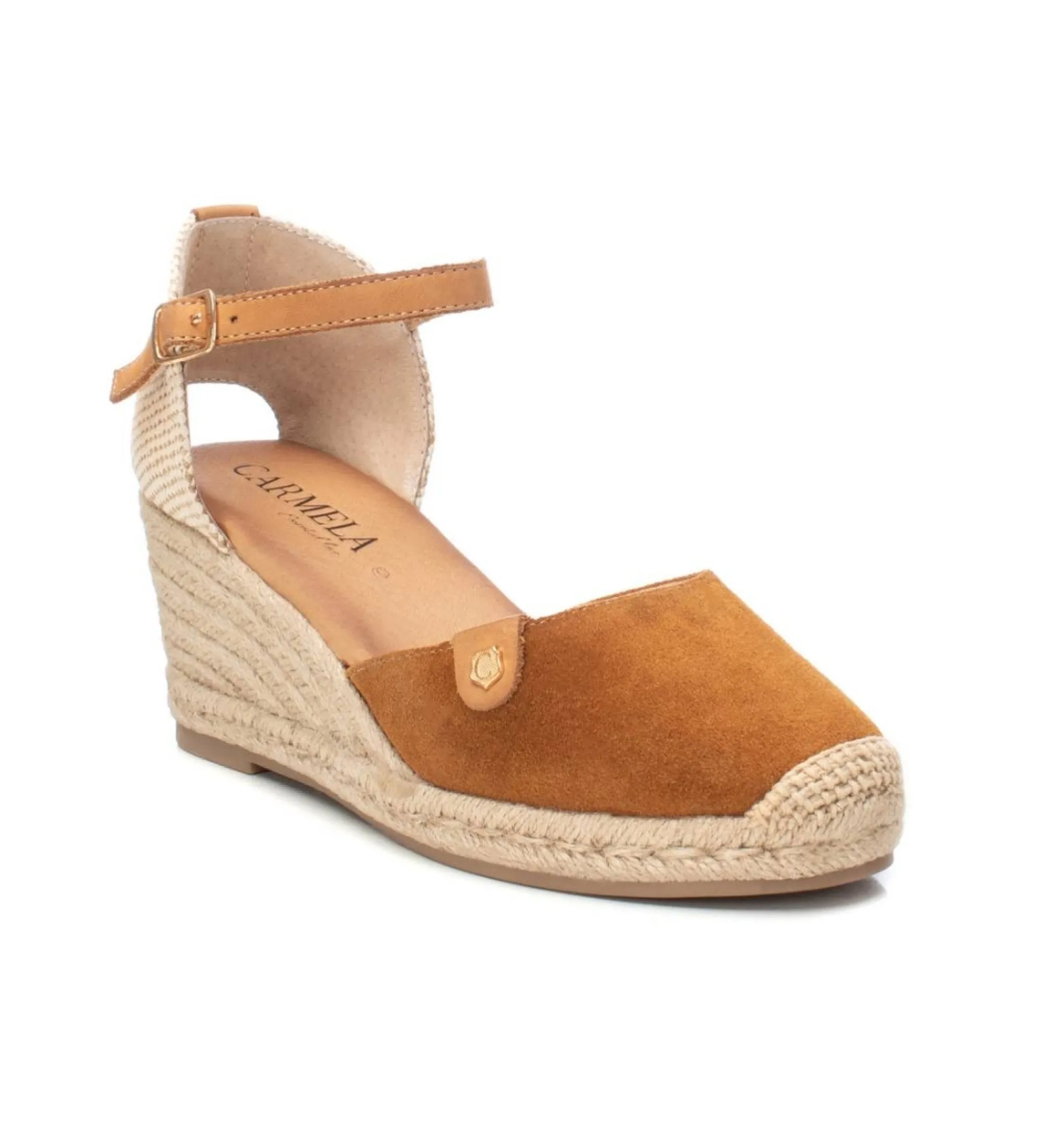 SANDALIAS DE PIEL 161618 MARRóN ALTURA CUñA 7CM
