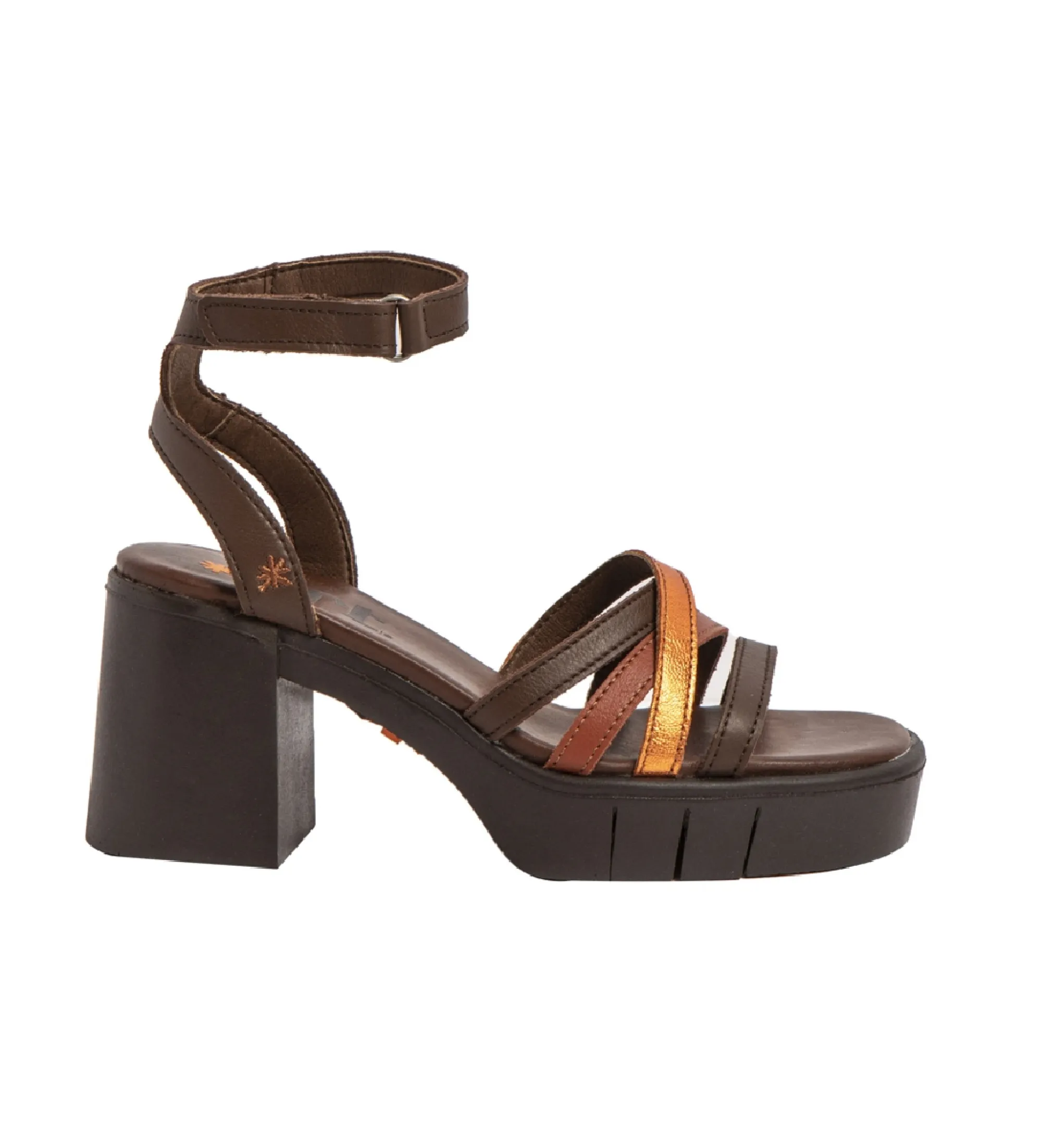 SANDALIAS DE PIEL 1993 EIVISSA MARRóN ALTURA TACóN 8,5CM