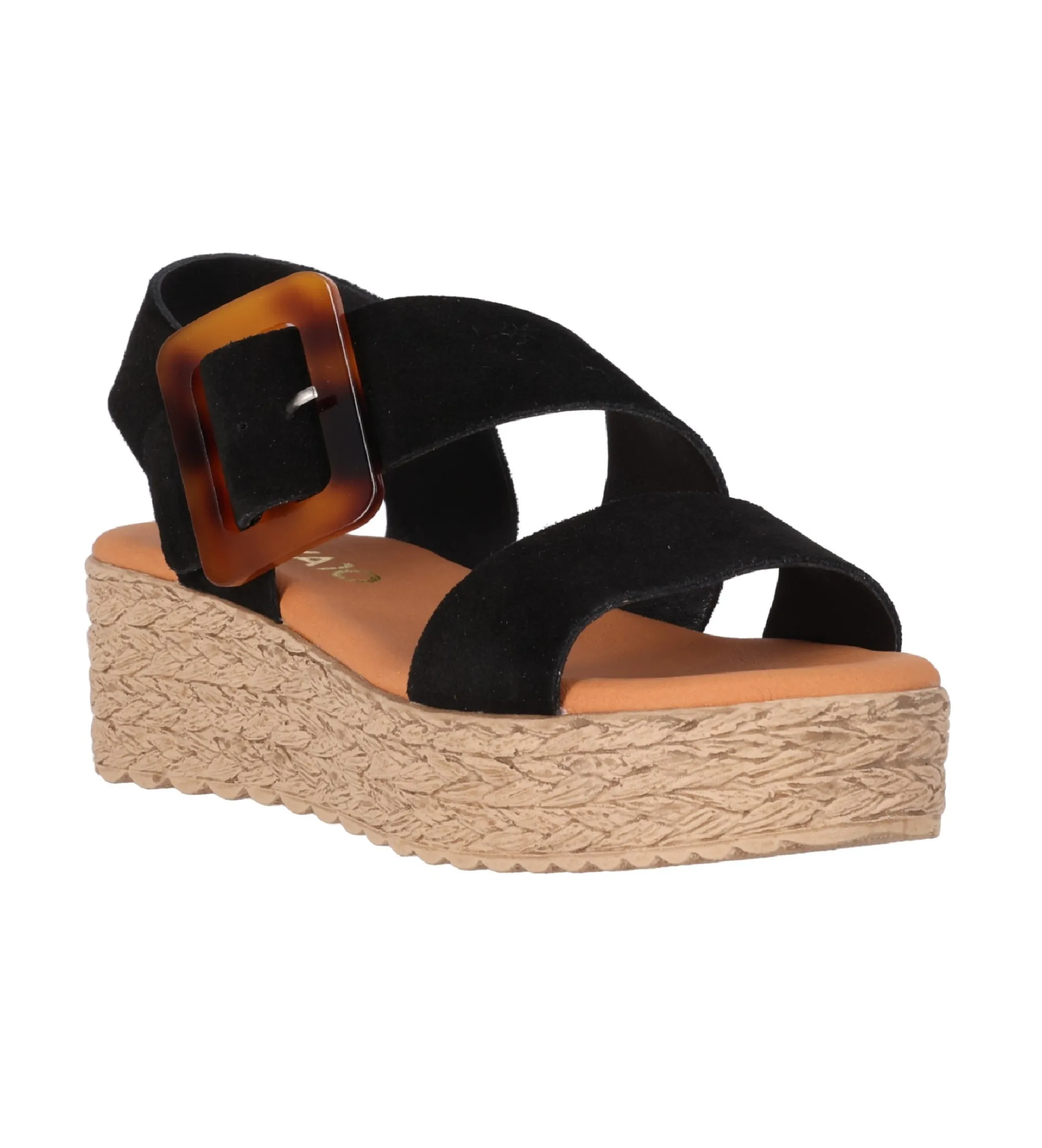SANDALIAS DE PIEL ATHENEA 19 NEGRO ALTURA CUñA 5CM