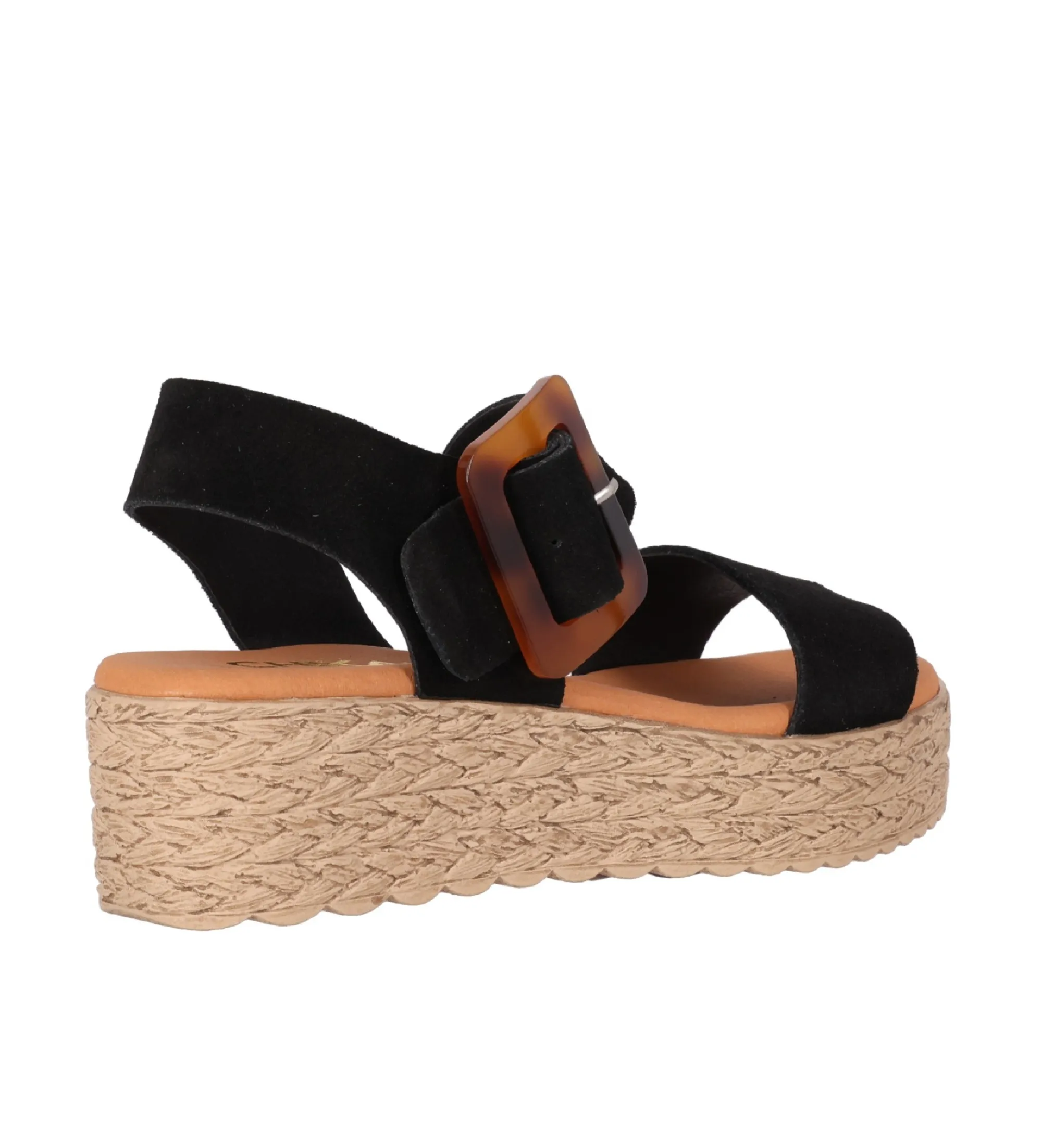 SANDALIAS DE PIEL ATHENEA 19 NEGRO ALTURA CUñA 5CM