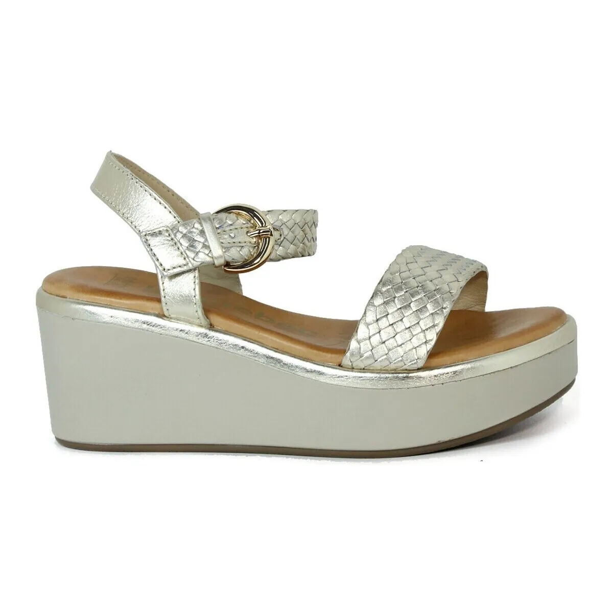 SANDALIAS DE PIEL METALIZADA PARA MUJER  QUEBEC505 ORO