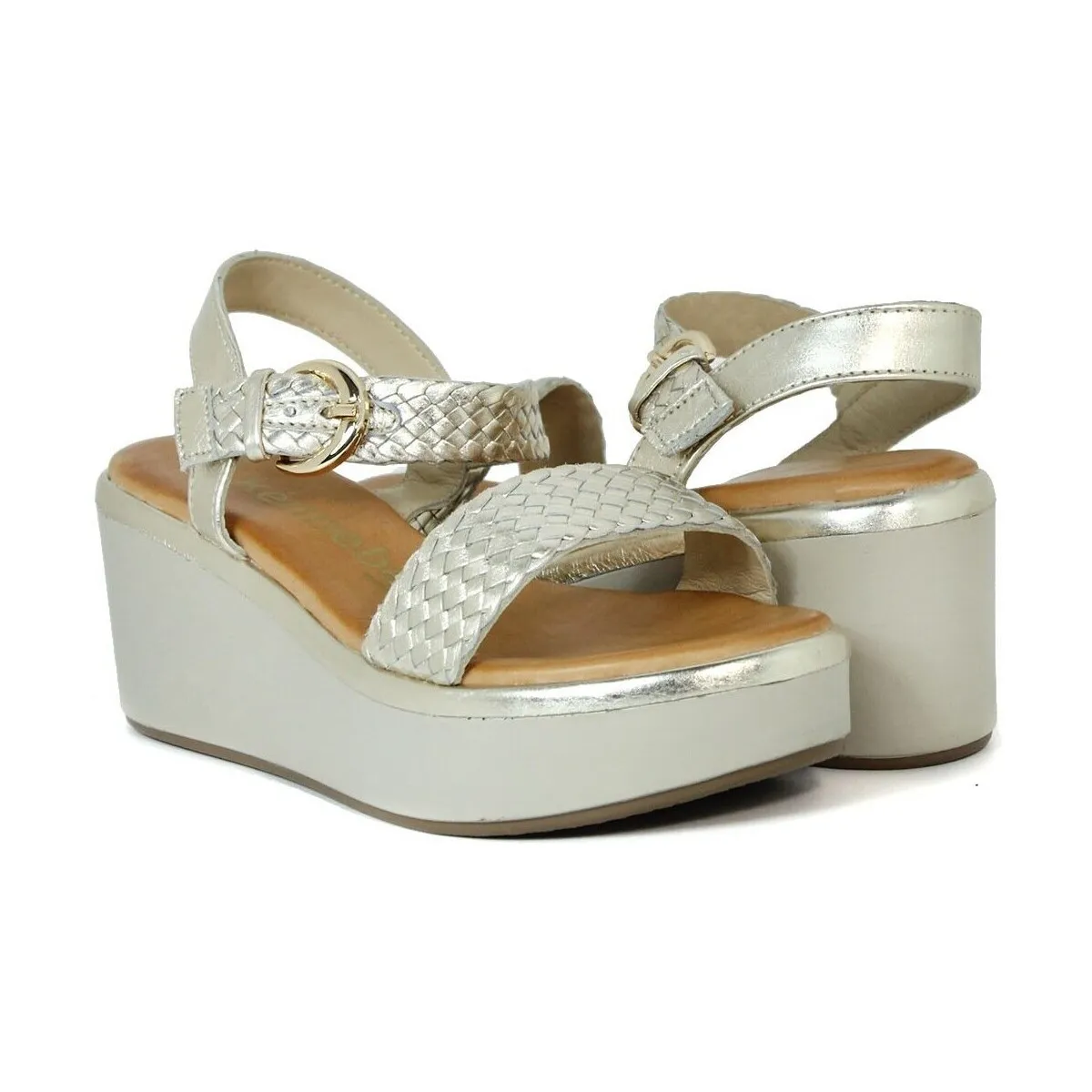 SANDALIAS DE PIEL METALIZADA PARA MUJER  QUEBEC505 ORO