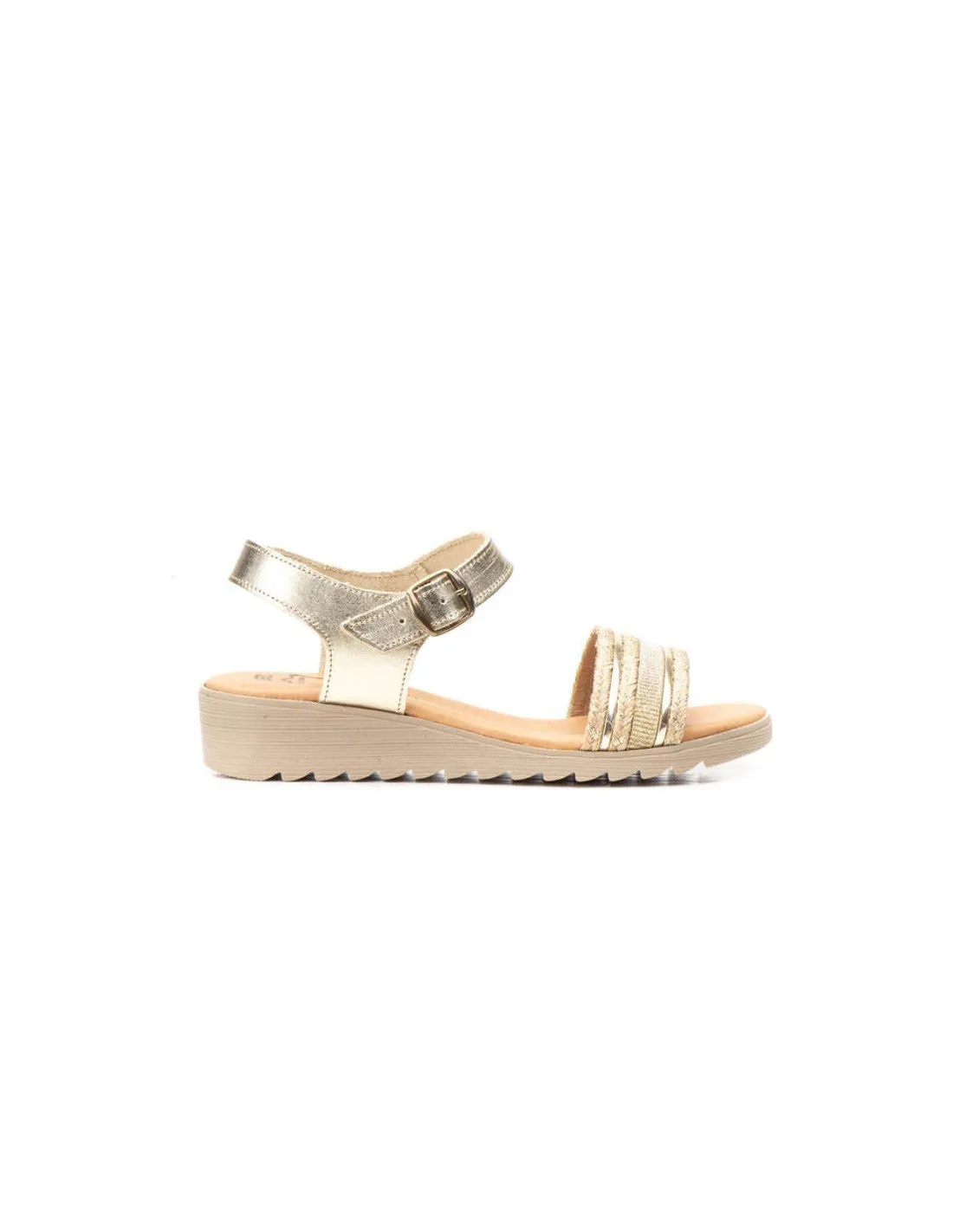 Sandalias mujer piel oro
