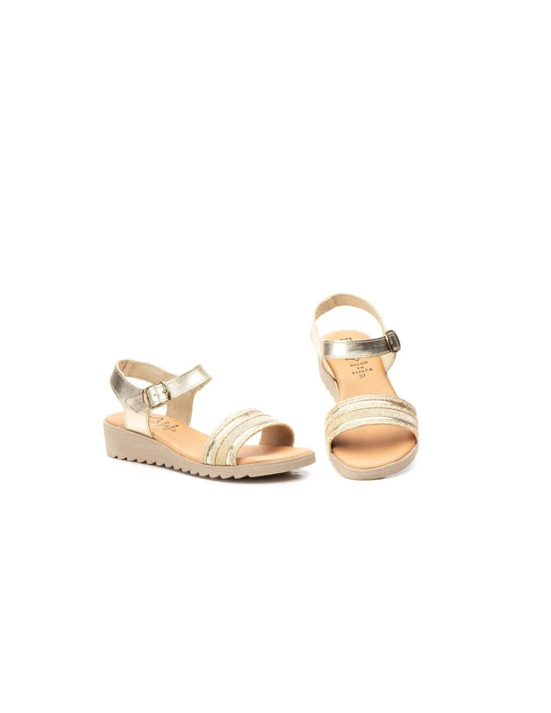Sandalias mujer piel oro