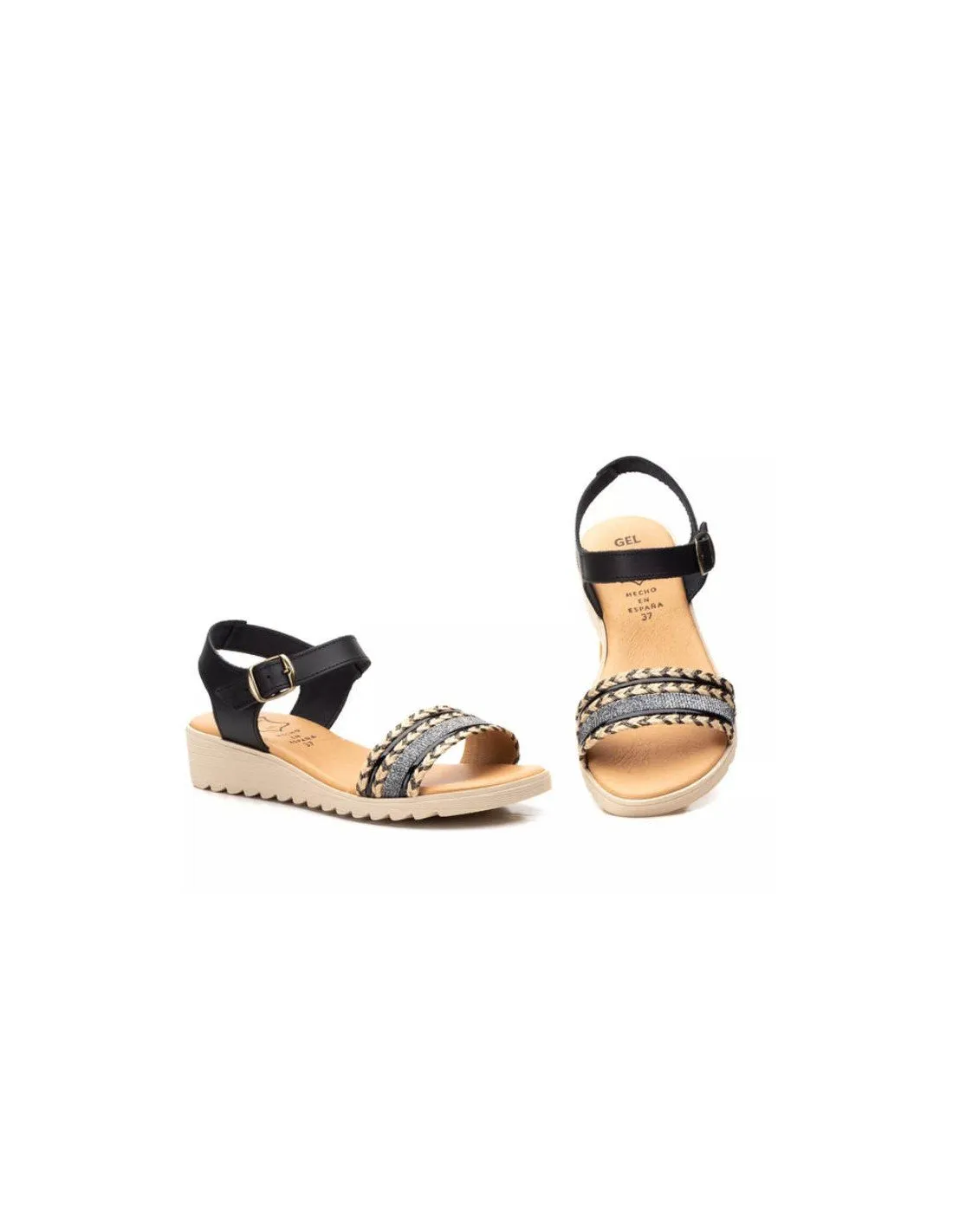 Sandalias piel negras cómodas