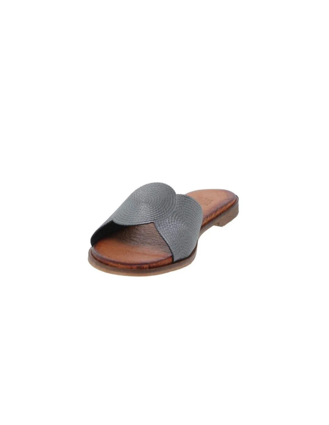 Sandalias Planas Cómodas Piel Plomo