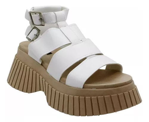 SANDALIAS PLATAFORMA ALTA CóMODA LIVIANA MODA BLANCO ART830