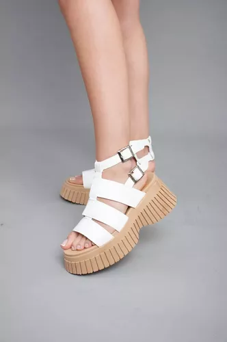SANDALIAS PLATAFORMA ALTA CóMODA LIVIANA MODA BLANCO ART830