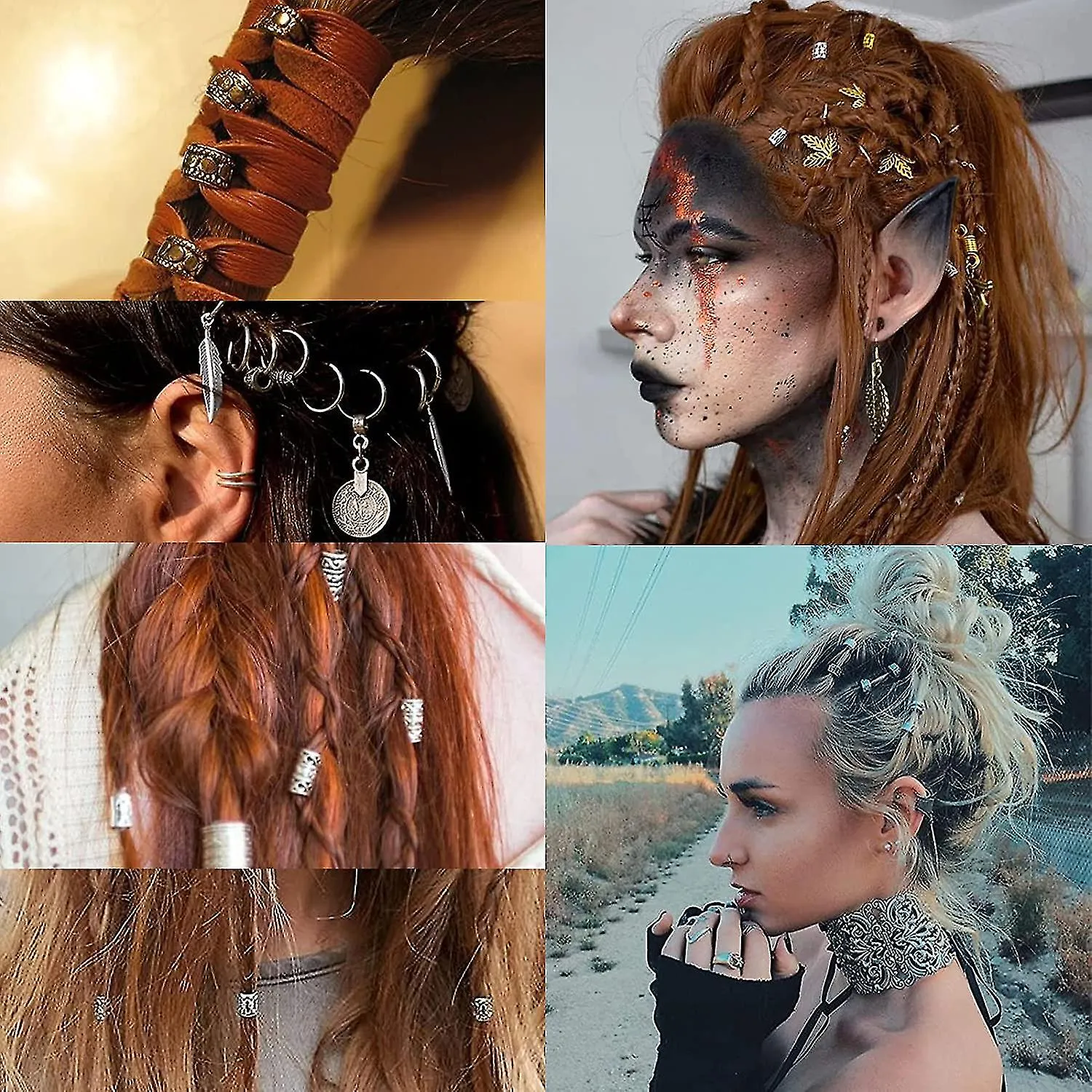 Showgeous 100 Stck Wikinger Bartperlen Antike Nordische Haarschlauchperlen Metall Dreadlocks Perlen Fr Das Haar Flechten Armband