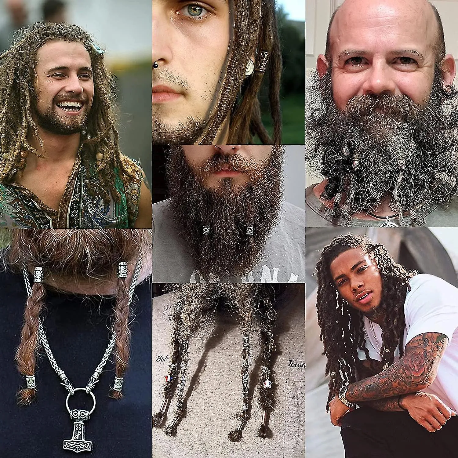 Showgeous 100 Stck Wikinger Bartperlen Antike Nordische Haarschlauchperlen Metall Dreadlocks Perlen Fr Das Haar Flechten Armband