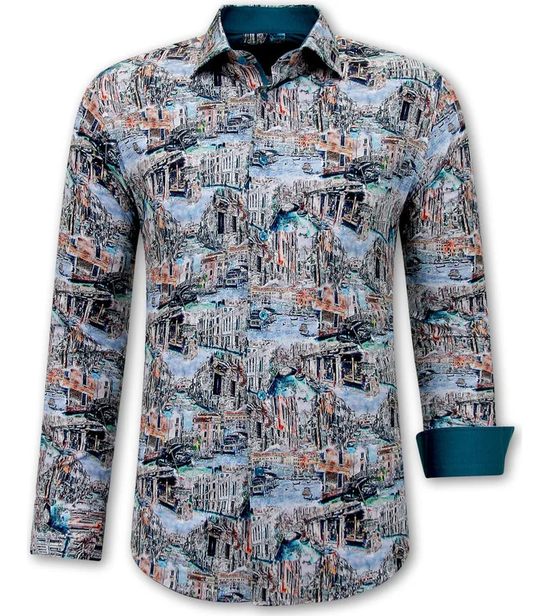 SLIM FIT PINTURA CAMISAS HOMBRE  3117  VERDE