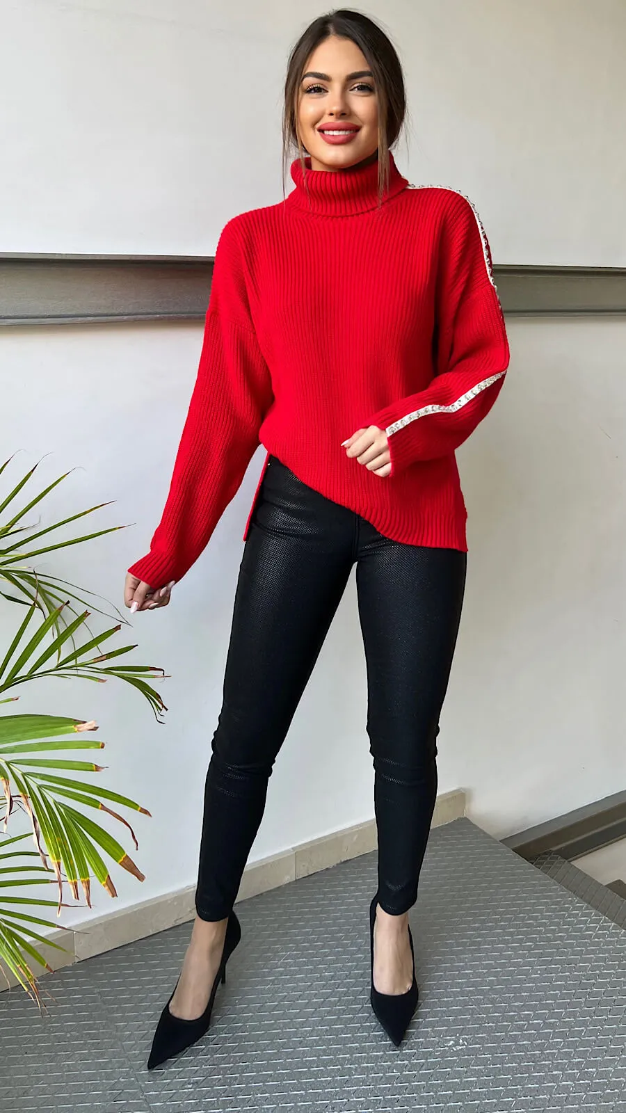 Suéter Rojo Línea Joya