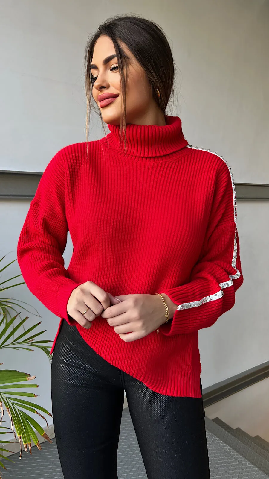 Suéter Rojo Línea Joya