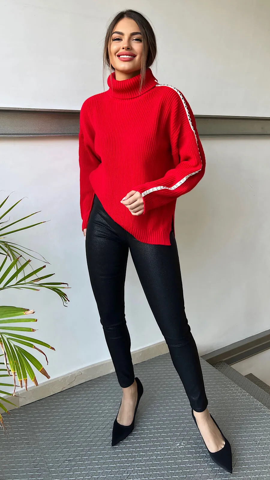 Suéter Rojo Línea Joya