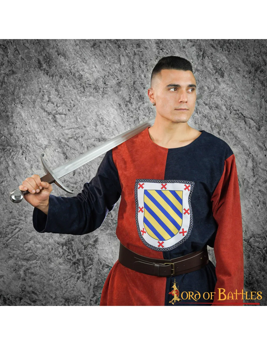 Tabardo medieval bicolor escudo heráldico