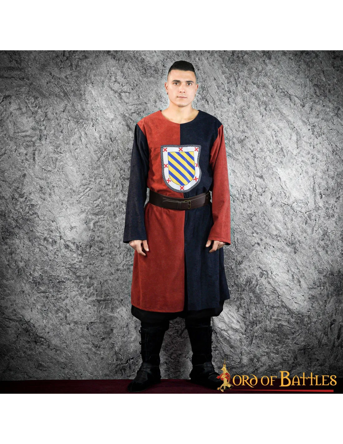 Tabardo medieval bicolor escudo heráldico