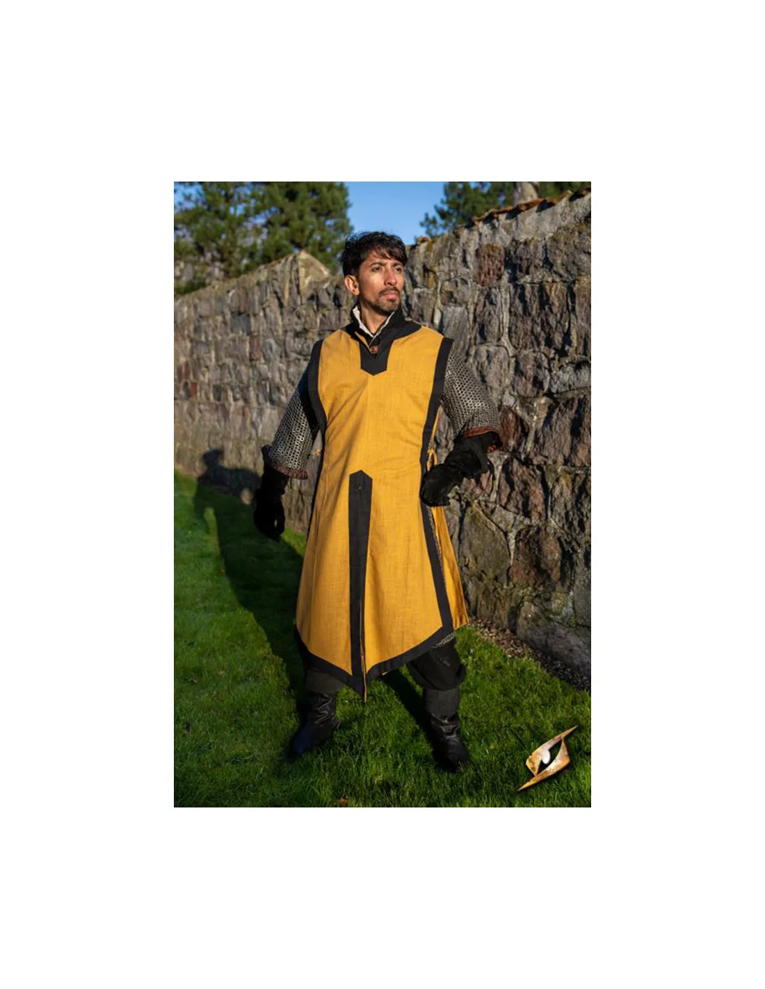 TABARDO MEDIEVAL CLEMENT BICOLOR, AMARILLO GRIFO  NEGRO éPICO
