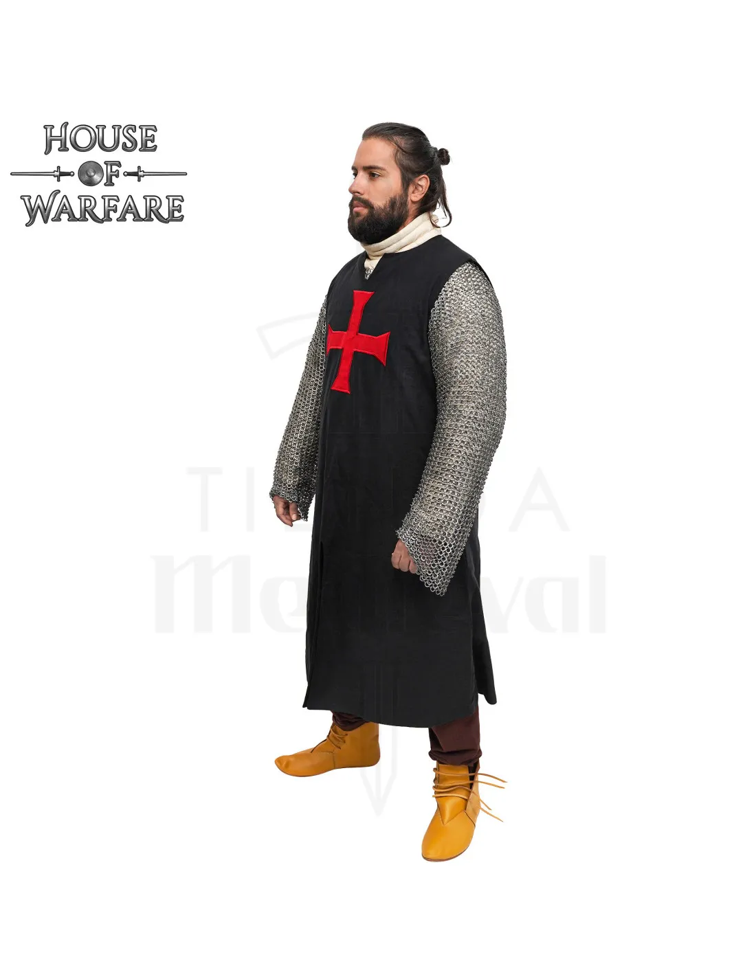 Tabardo medieval cruzados, color negro