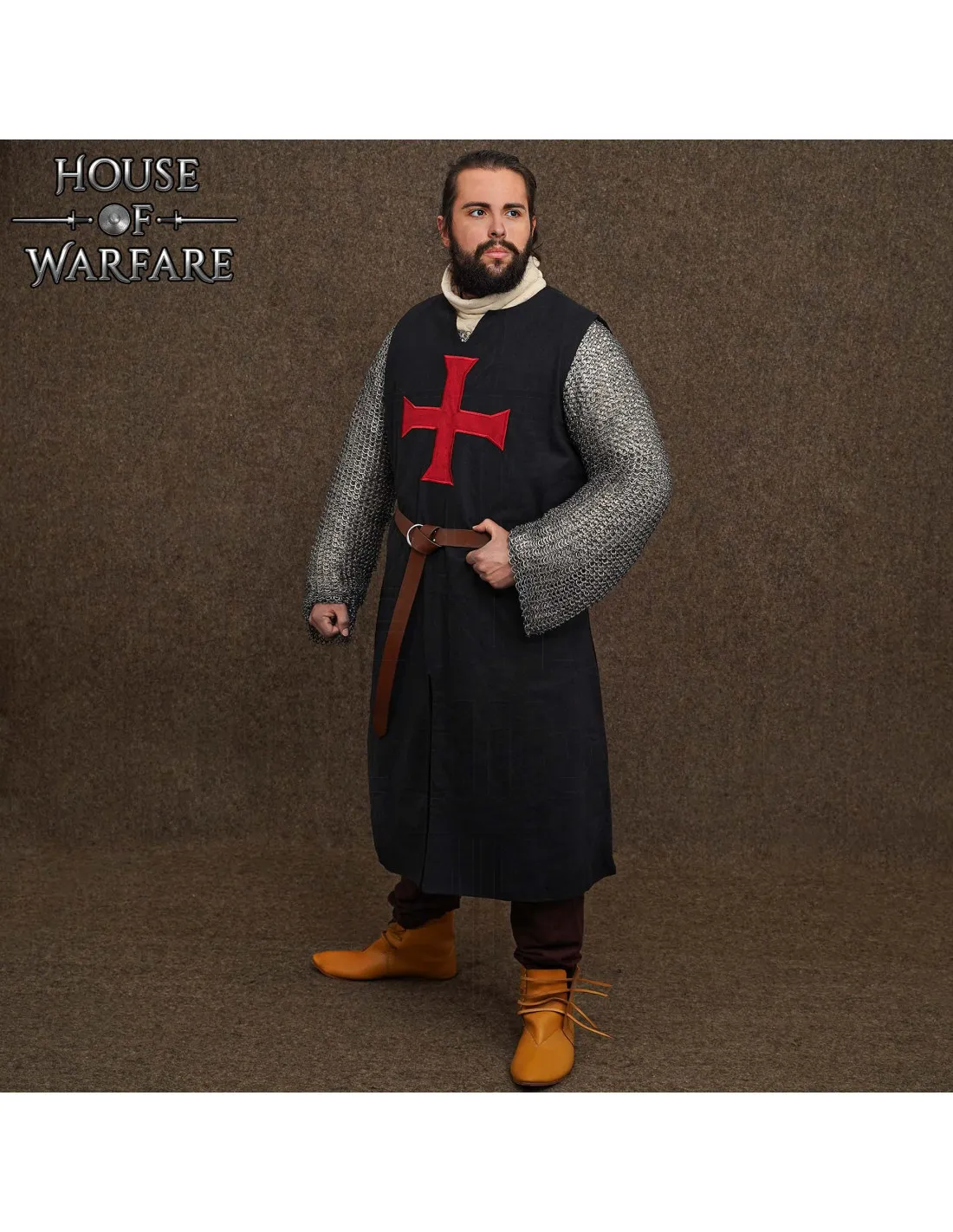 Tabardo medieval cruzados, color negro